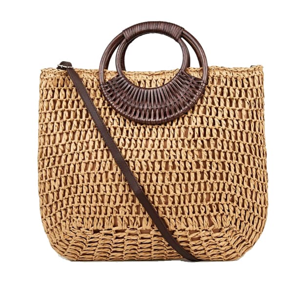 straw effect woven handle tote