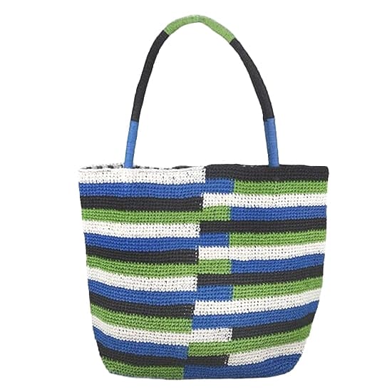 tight weave stripped straw tote bag