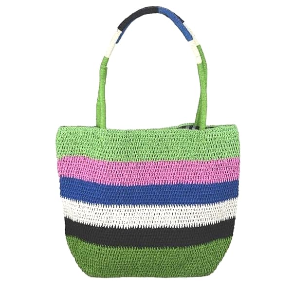 tight weave stripped straw handbag tote