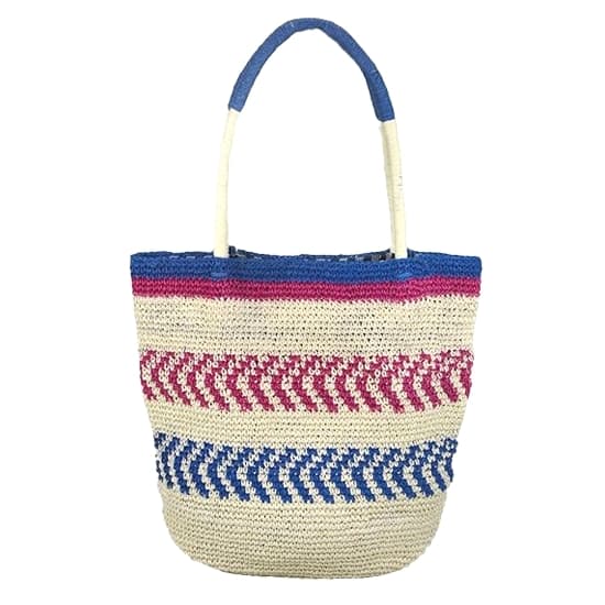 Designer stripped straw tote bag