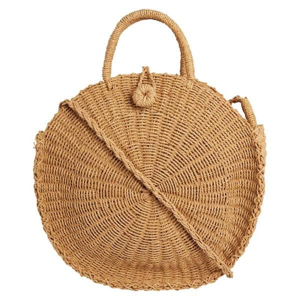 Handmade round straw bag