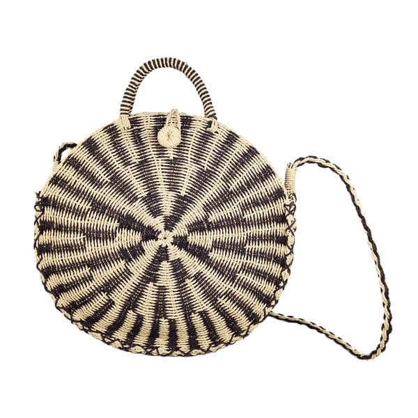 Circular crochet straw tote bag