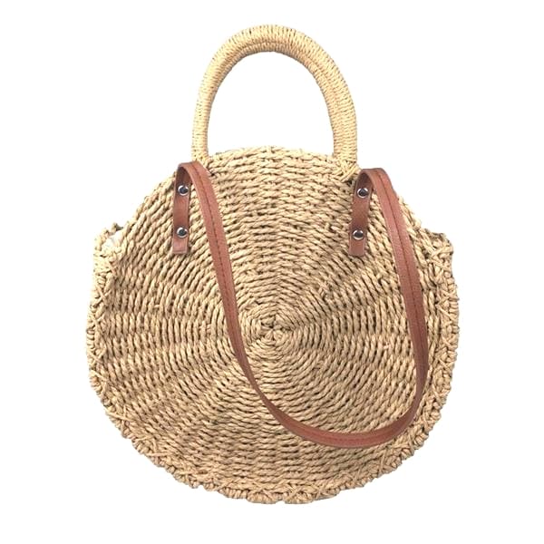 Round paper straw handbag