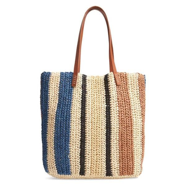 Handmade crocheted paper raffia tote bag