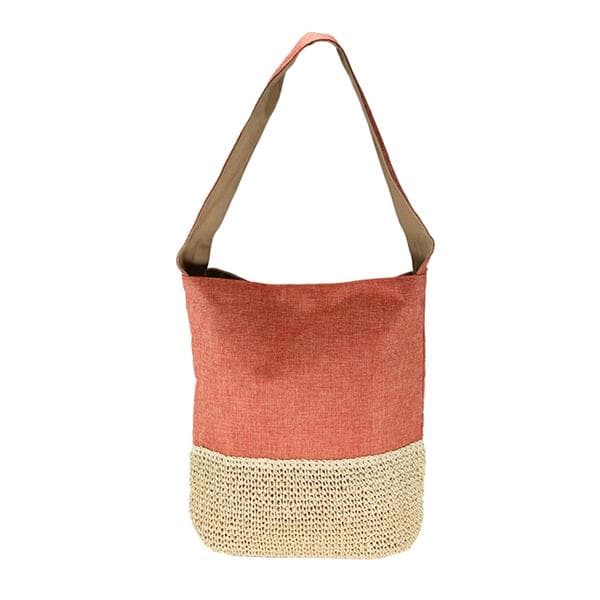 fabric bag with crocheted straw base