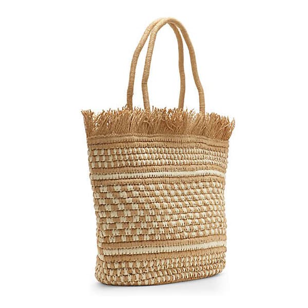 straw tote bag with tassels