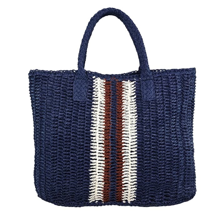 Handmade crocheted paper straw tote handbag