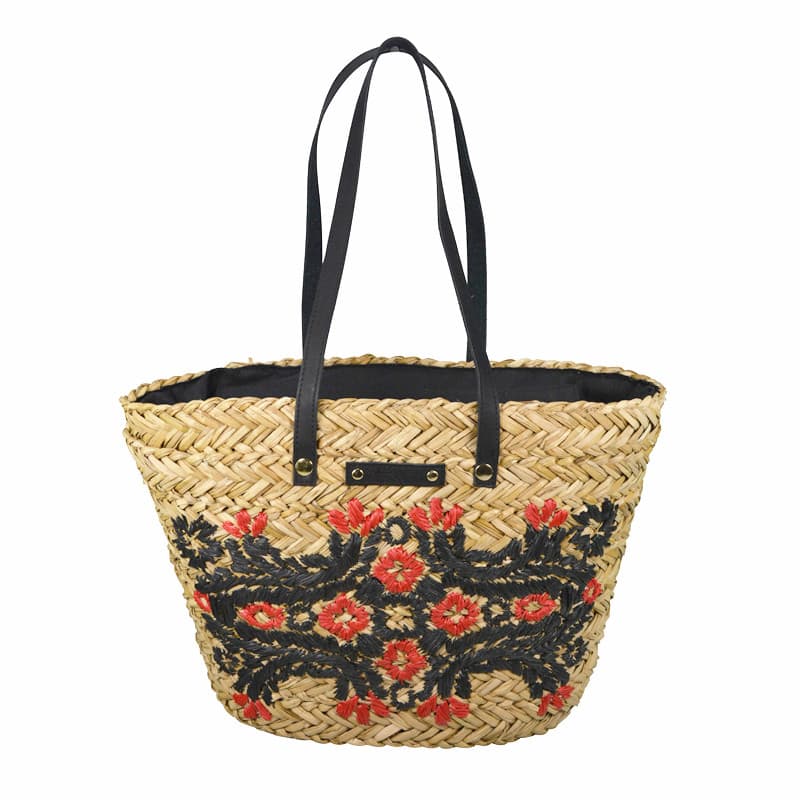 sea grass shoulder bag with embroidery