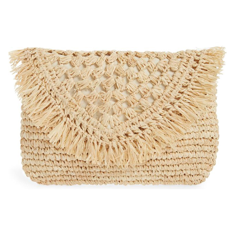 raffia envelope clutch