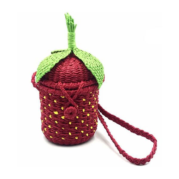 strawberry shape crocheted straw bag