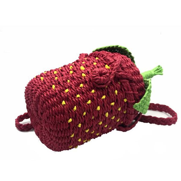 strawberry shape crocheted straw bag