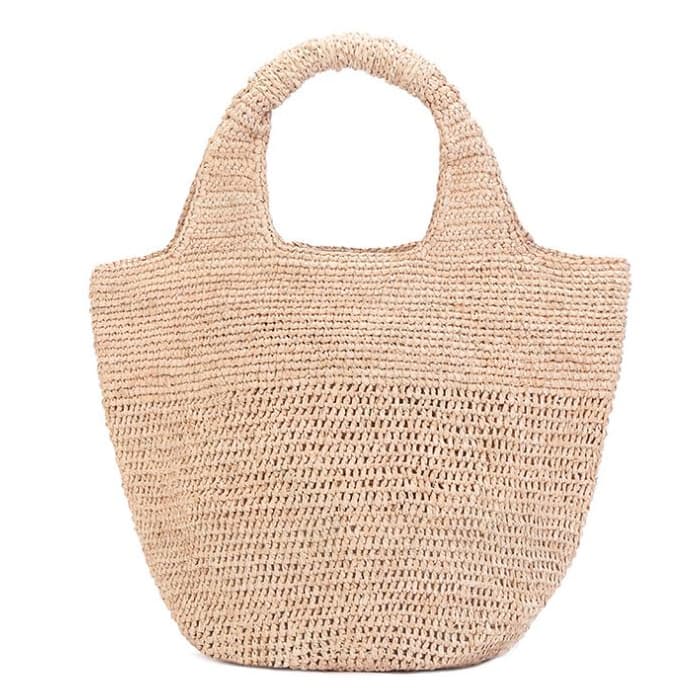 Natural raffia straw tote bag