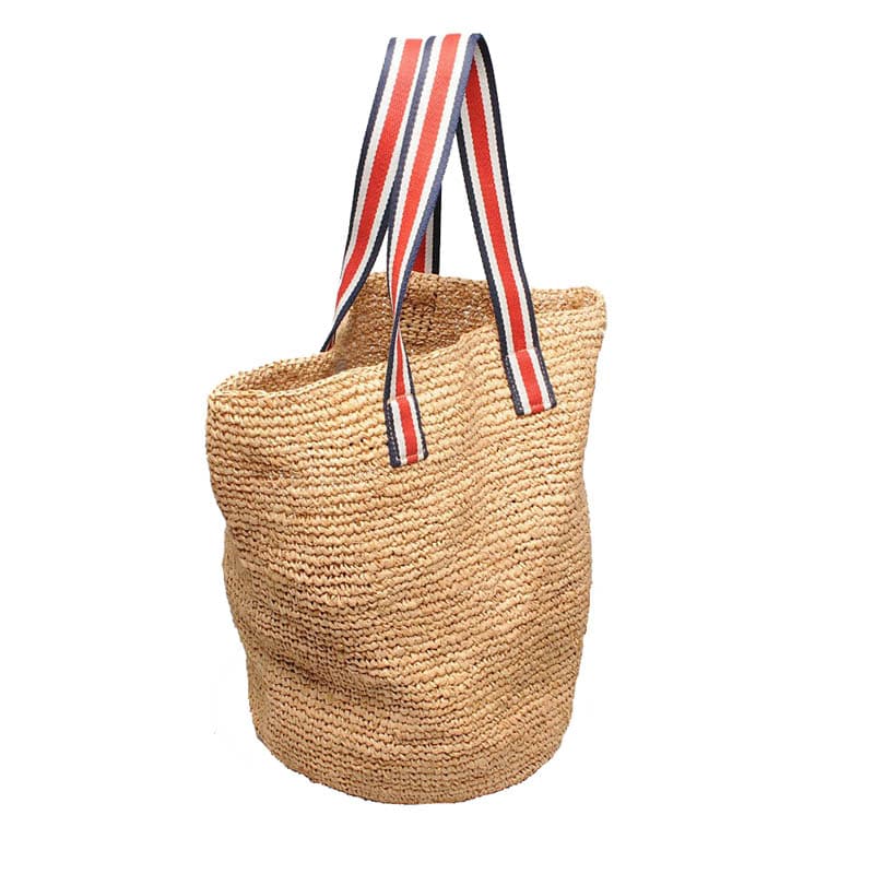handmade crocheted raffia straw beach tote bag