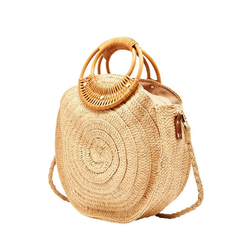 Fashion new design round shape crochet straw bag