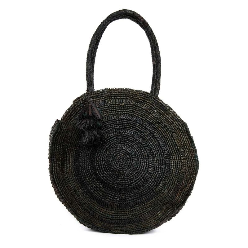 round raffia tote bag