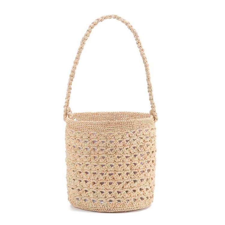 French style straw raffia bucket bag