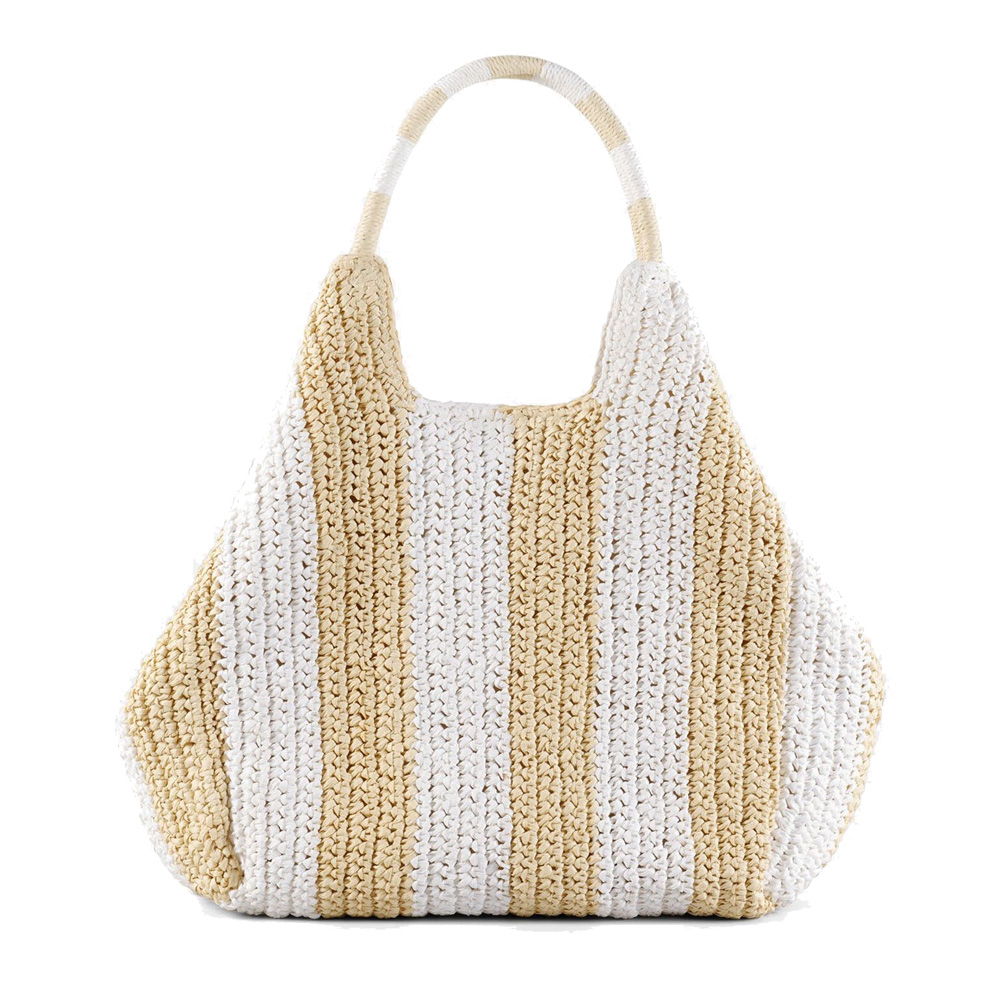 bicolor paper straw large shoulder bag