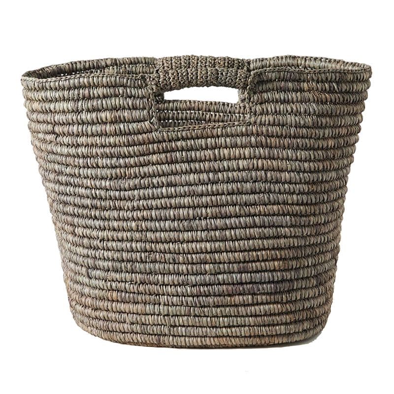 grey raffia tote bag