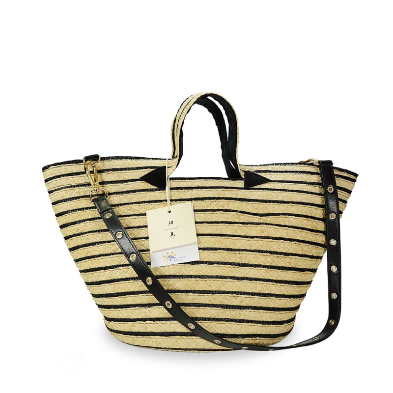 WAN striped raffia tote bag for SS20