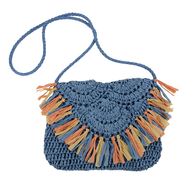 multicolor women straw cross body bag