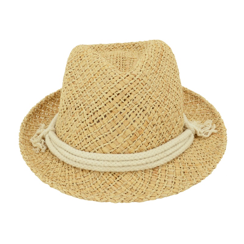 Women's summer vintage straw fedora hat
