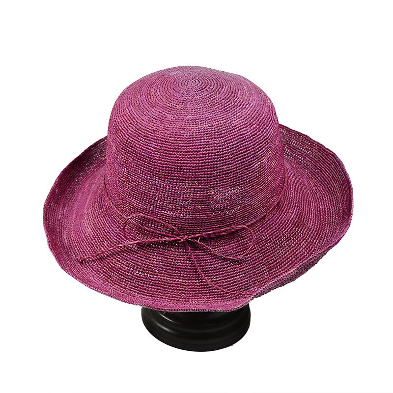 wine red raffia straw fisherman hat