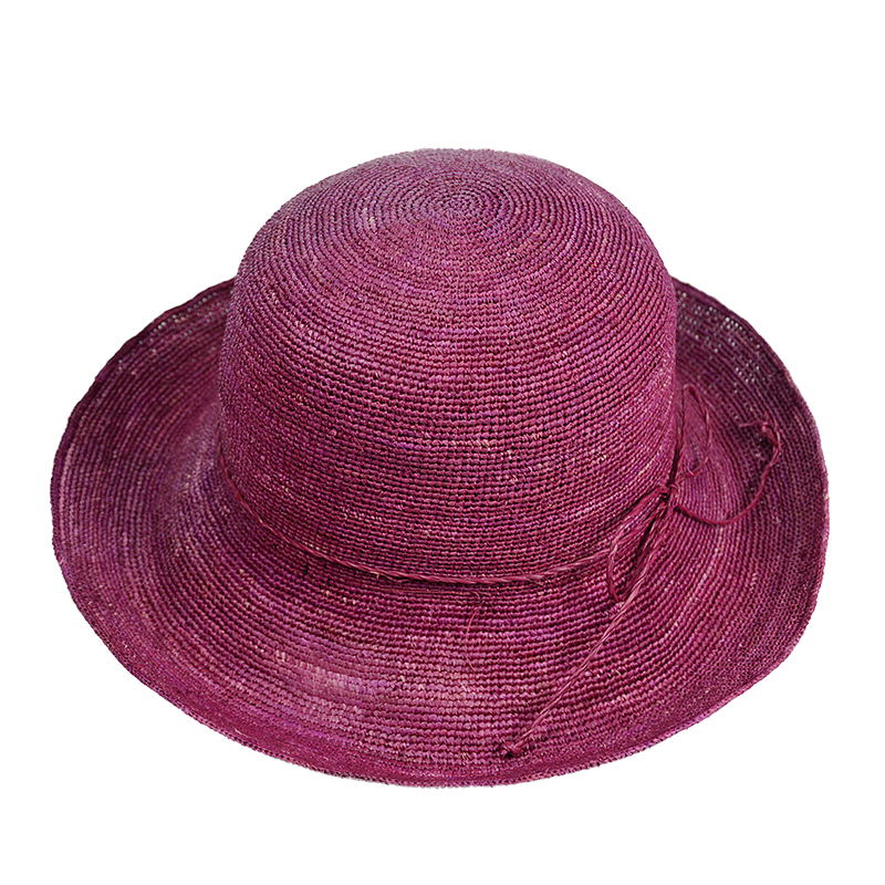wine red raffia straw fisherman hat