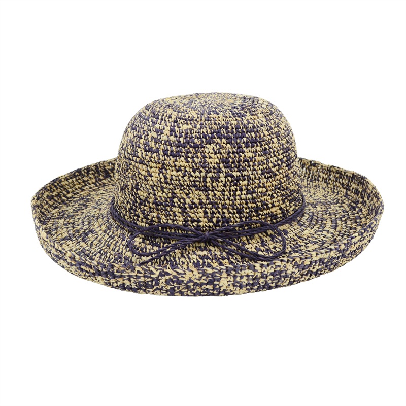 multicolor woven straw raffia hats in violet