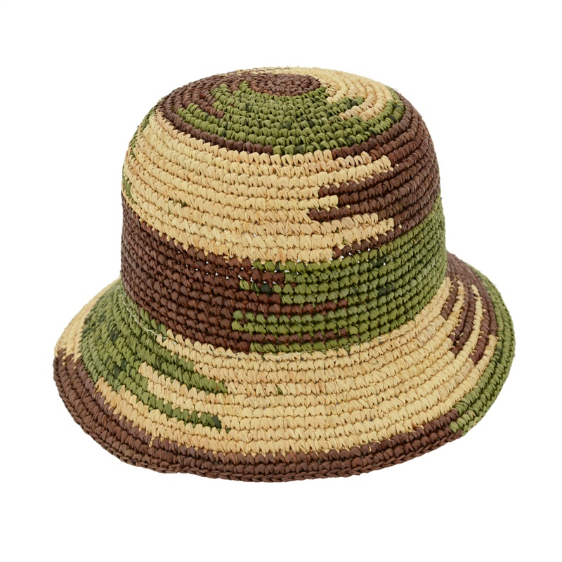 handmade summer floppy women raffia straw bucket hat bucket 