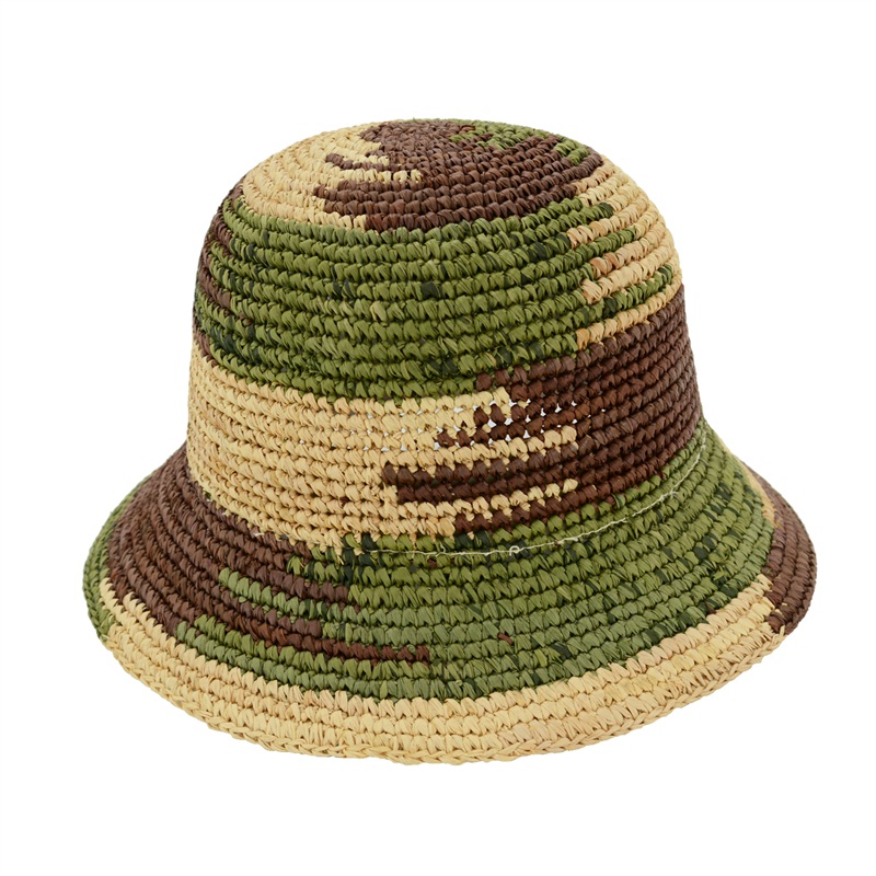 handmade summer floppy women raffia straw bucket hat bucket 