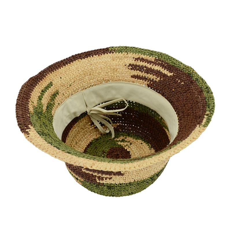 handmade summer floppy women raffia straw bucket hat bucket 
