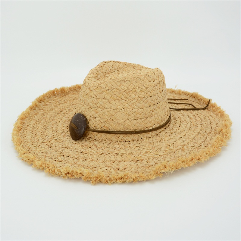 Women straw raffia large brim summer hat