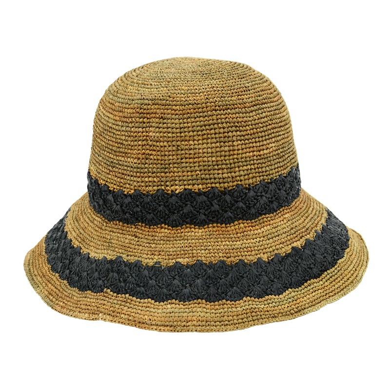 Fine raffia crochet straw bucket hat