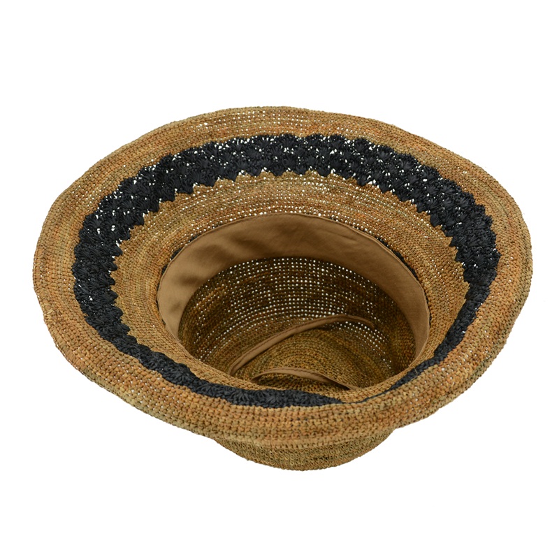 Fine raffia crochet straw bucket hat