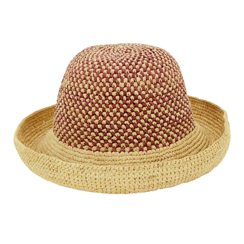 Multicolor Woven Straw Raffia Bucket Hat