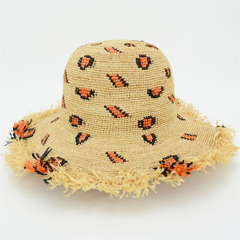 raffia hat in leopard print