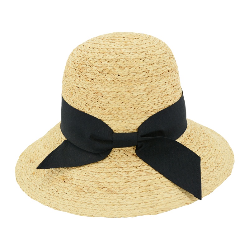 panama raffia straw big brim sun hat with lace trim