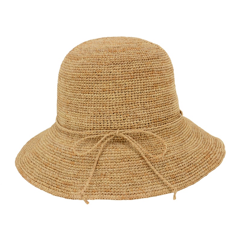 Lola crocheted raffia hat in light brown