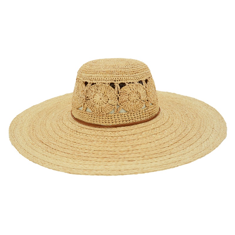 Wide Brim Fancy Weave Raffia Hat