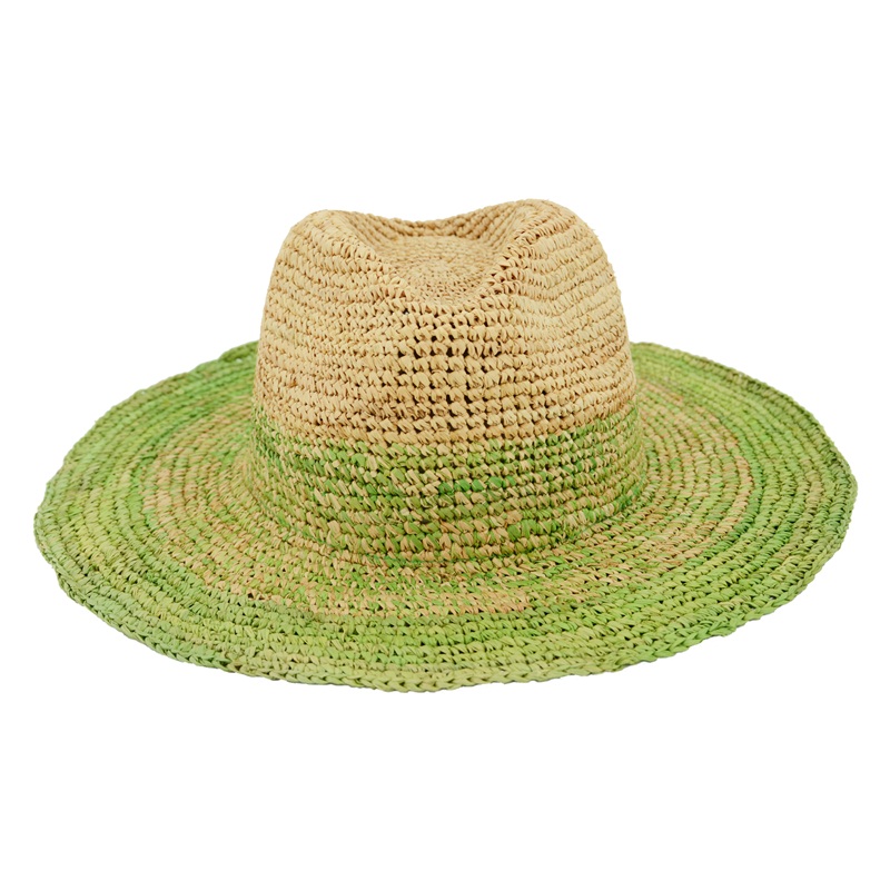 Apple Green Wide Brim Raffia Panama Hat