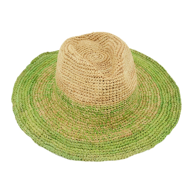 Apple Green Wide Brim Raffia Panama Hat