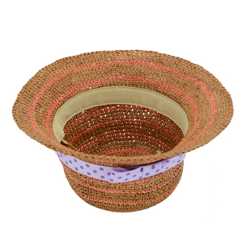 Lace Trimmed Raffia Bucket Hat