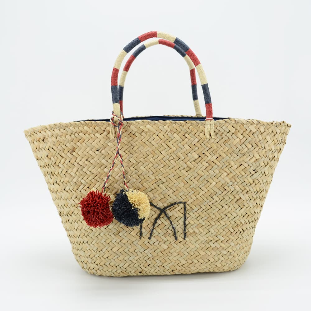 Tote seagrass bag with M embroidery