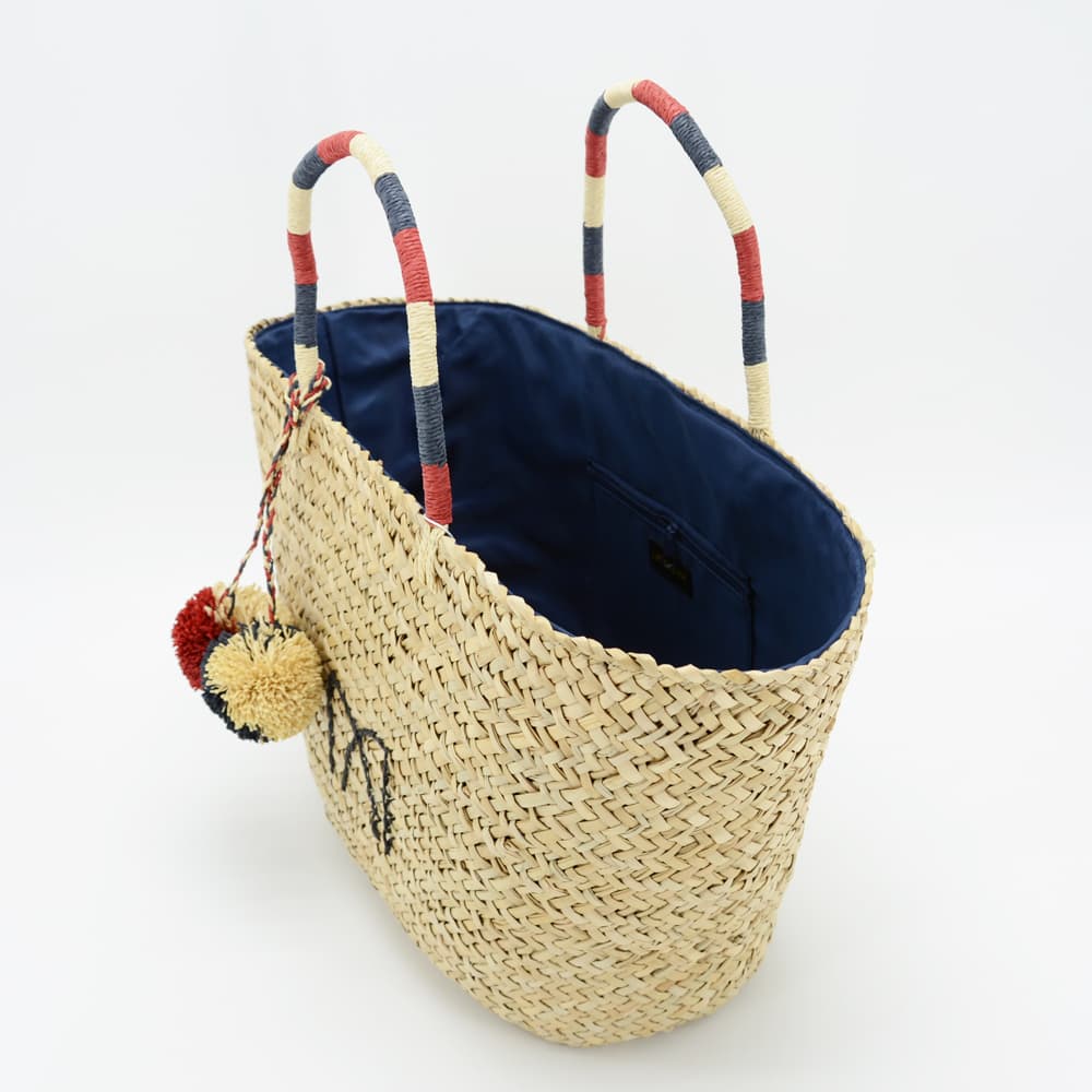 Tote seagrass bag with M embroidery