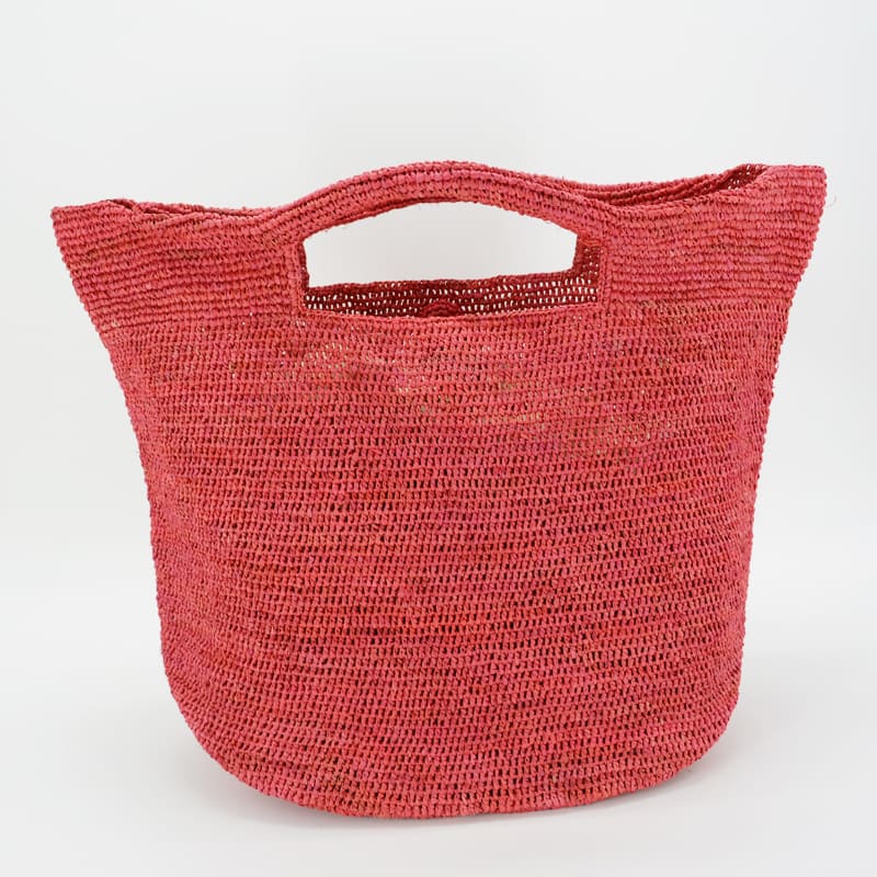 YAMA raffia tote bag made with red raffia