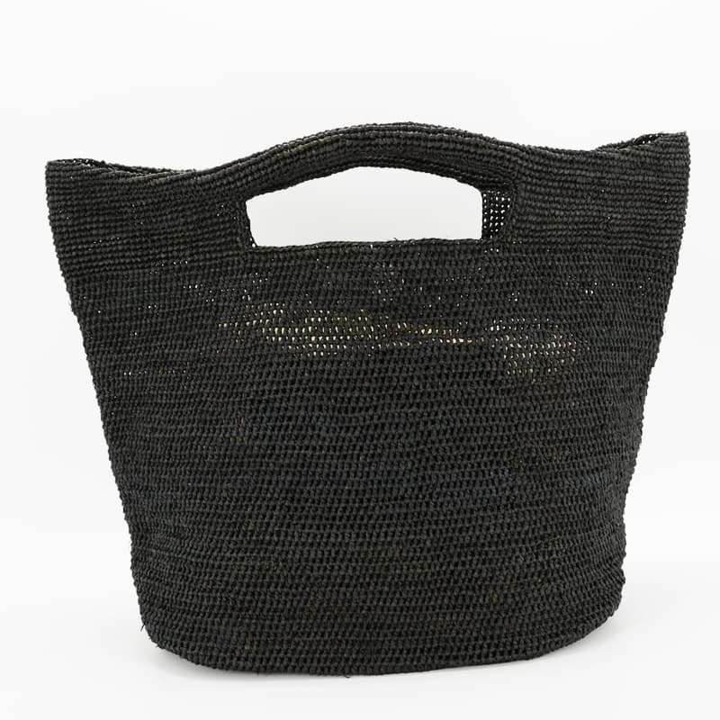 YAMA raffia tote bag made with black raffia