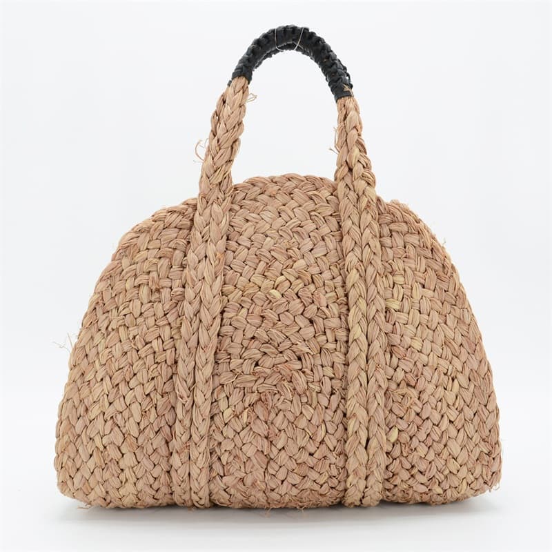 brown rough raffia braid straw tote bag 