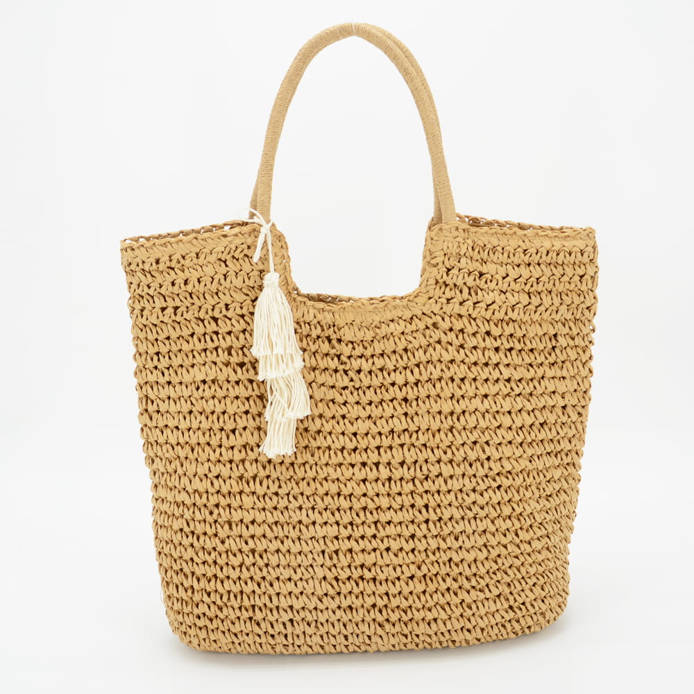 plain brown straw tote bag for women