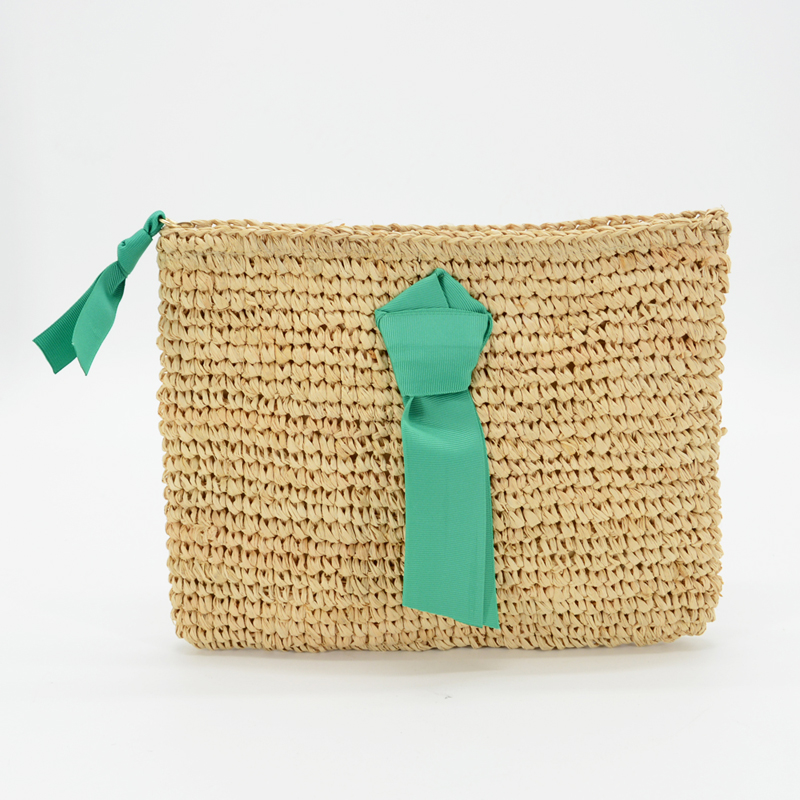 raffia large pouch 