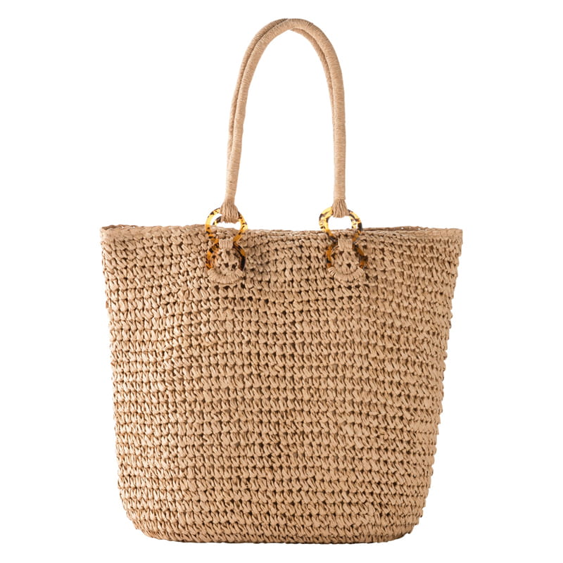 Brown Straw Shopper Bag